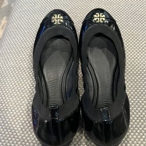 Tory Burch Black Patent Leather Ballerina Flats